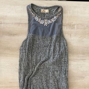 Grey sparkle and mesh tank